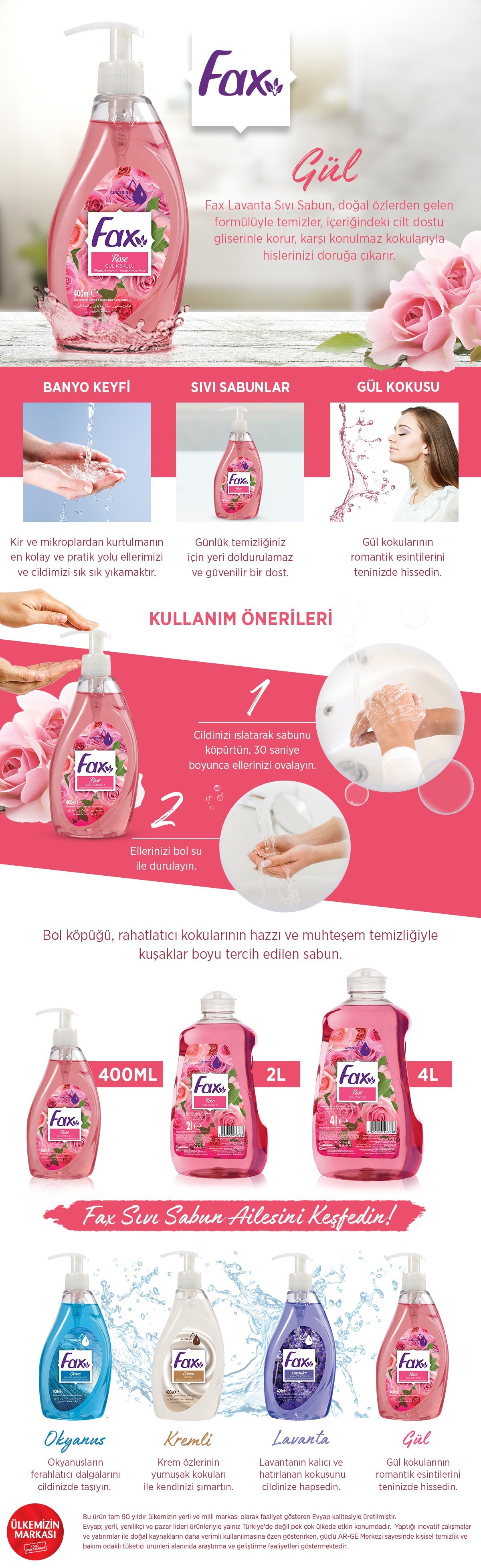 Fax Gül Sıvı Sabun 400ml