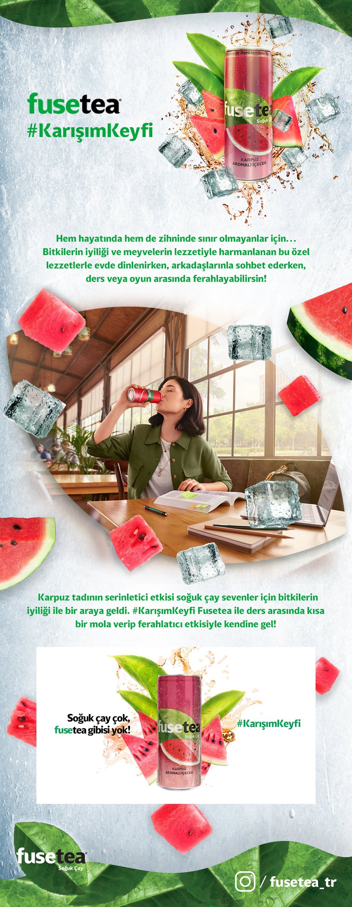 Fusetea Icetea Karpuz Aromalı İçecek 330 Ml 24'lüKoli